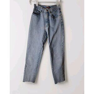 Vintage Buckle Pepe Jeans 26 Betty High Rise Embroidered Raw Cuff